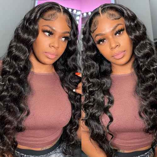 10A Loose Deep Wave Bundles with Closure Human Hair (12 14 16+12), 100% Unprocessed Raw Human Hair Weave with Closure, Brazilian Virgin Loose Curly Bundle Deals Natural Black Color