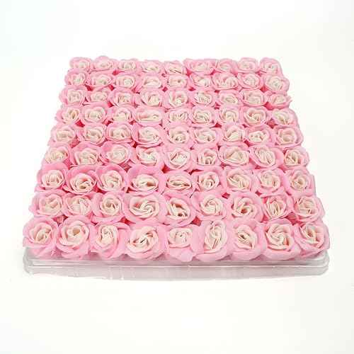 81PCS Soap Flower, Roses Rosas Floral Shaped Scented Bath Body Shower Petals Bouquet Flores De Jabon for Her, Valentine's Day, Wedding, Birthday, Mothers Day, Anniversary, Party Favors Gifts Idea Pink