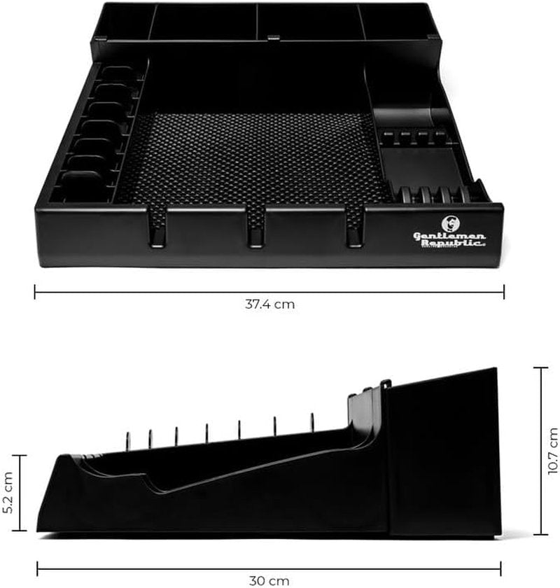 Gentlemen Republic Barber Station Organizer - Multi-Compartment Tray for Clippers & Tools | Black