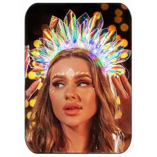 JONKY Light Up Crown Led New Year Eve Headband Glow Birthday Headpiece Rave Costume Hair Accessories for Women