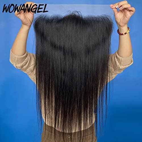 WOWANGEL 13x4 Ear to Ear SKINLIKE Real HD Lace Frontal Only, 0.1mm Ultra-thin HD Lace Natural Hairline with Bigger Pre Plucked Area Bleached Knots Invisible Clear HD Film Lace Frontal Straight 16 Inch