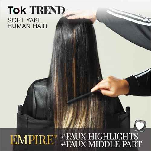 Sensationnel Empire yaki human hair - Tangle Free Weaving for Quick Weave and Sew in Styles for Faux Highlights and Fauxmiddlepart Leave Out - 1 Pack (18 inch, 1 JETBLACK)