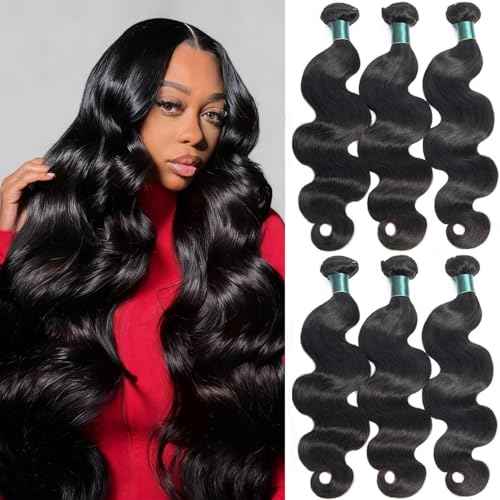 12A Human Hair Bundles Body Wave Bundles Human Hair 18 20 22 Inch 100% Unprocessed Brazilian Virgin Hair Quick Weave Natural Black Hair Extensions
