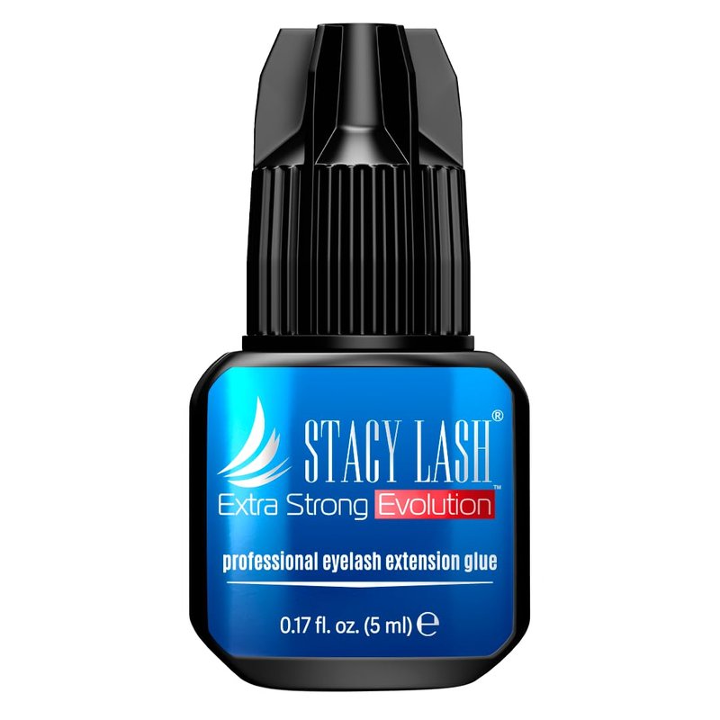 Extra Strong Evolution Eyelash Extension Glue Stacy Lash (0.17fl.oz/5ml)/1-2 Sec Dry/Retention – 8 Weeks/Black Adhesive