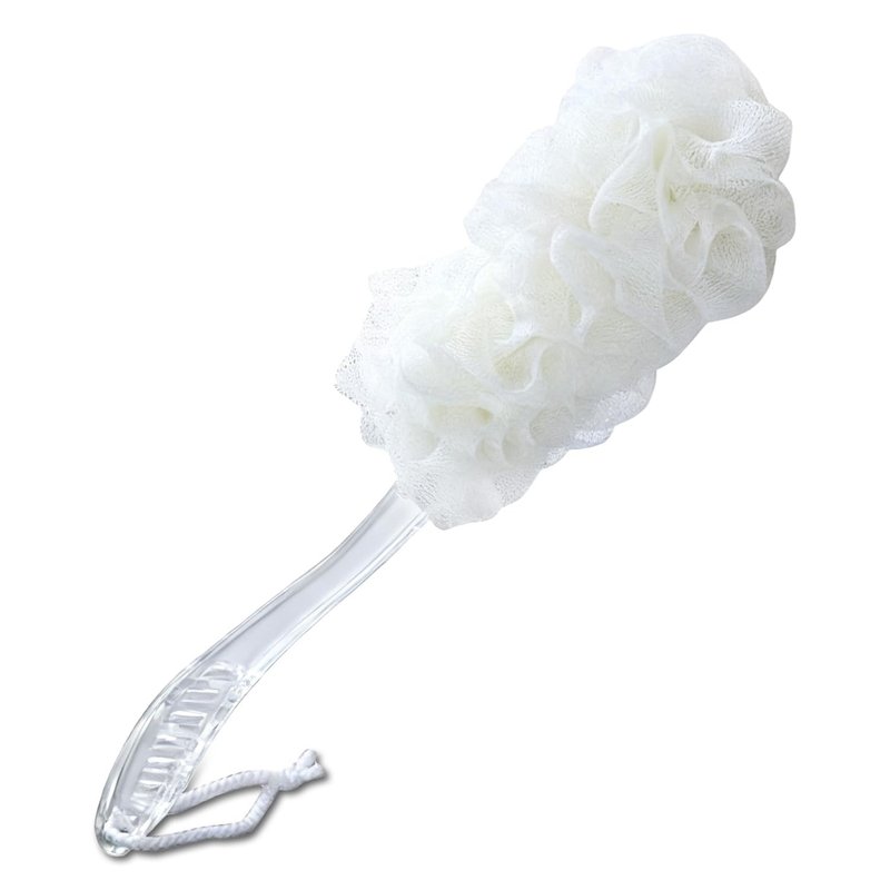 GTFL.RTPOP Shower Back Scrubber Loofah on Stick - Premium Exfoliating Bath Sponge for Gentle Skin Smoothing, Beige White
