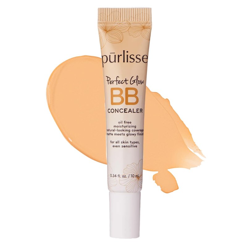pūrlisse Perfect Glow BB Cream Concealer - Hydrating Under Eye Concealer with Jasmine and Goji & Hawthorn Berry - Oil Free Makeup for Dark Circles, Redness & Fine Lines - Medium (0.34 oz)