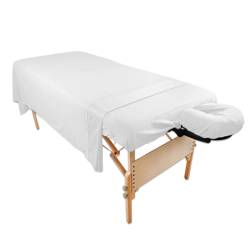 Body Linen Tranquility Microfiber Massage Sheet Set - Lightweight, Stain-Resistant, Soft - White