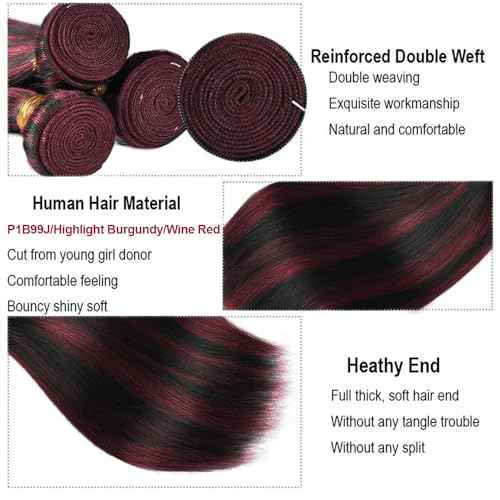 Hair 24 24 24 Inch Highlight Bundle P1B99J Straight Human Hair Bundles Fb99J Wine Red Bundles Two Tone Black And Burgundy Bundle 300G