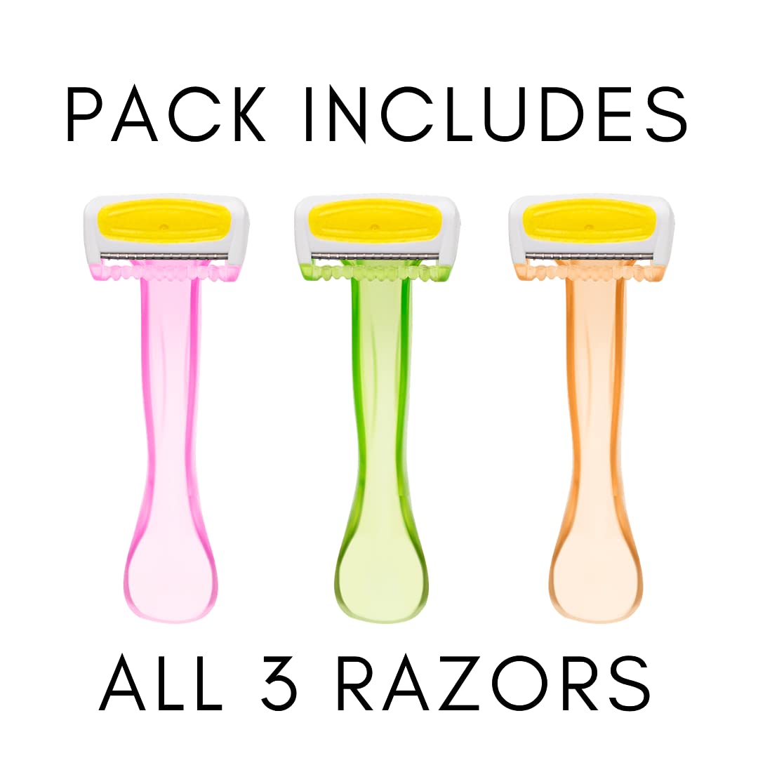 Tinkle Bikini Trimmer - 3 Disposable Razors with Moisture Strip for Sensitive Area Shaving | Spa Day Kit