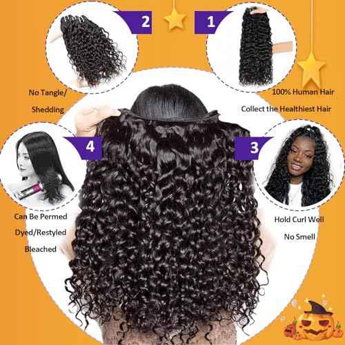 12A Water Wave Human Hair Bundles 16 18 20 Inch Wet And Wavy Bundles Human Hair 100% Unprocessed Brazilian Virgin Water Curly Bundle Natural Black Color
