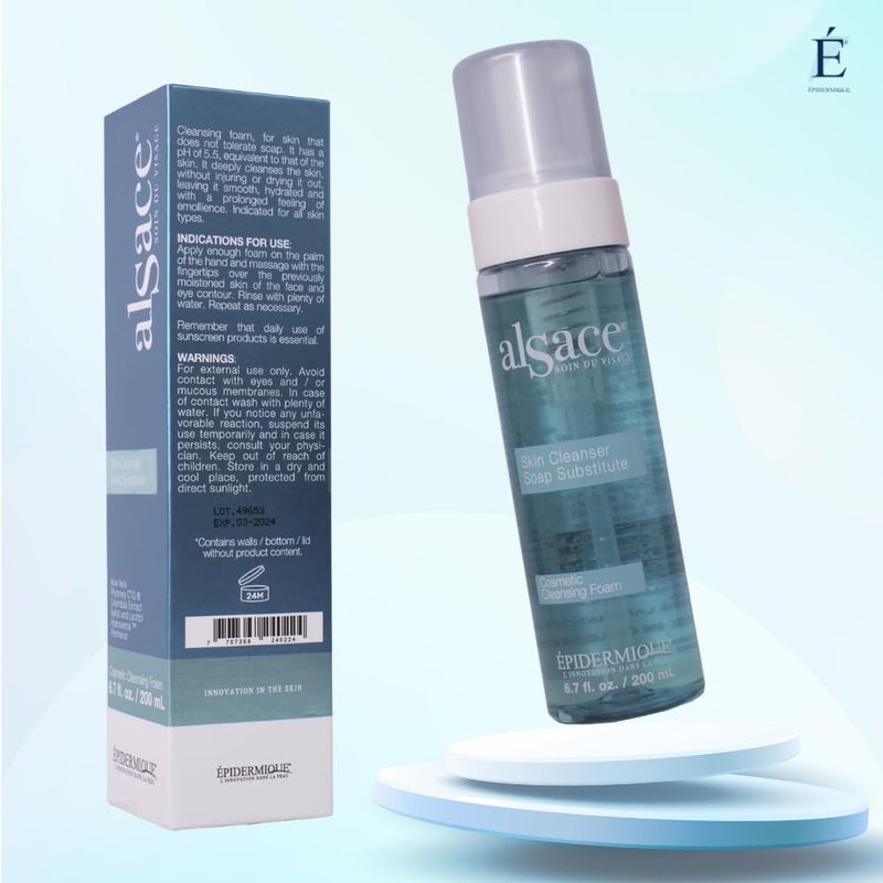 EPIDERMIQUE Alsace Soap Free Face Wash | Gentle Cleansing Foam for Sensitive Skin | pH 5.5 Facial Cleanser with Aloe Vera & Calendula | Hydrating Face Wash for Women & Men - 6.7 fl oz