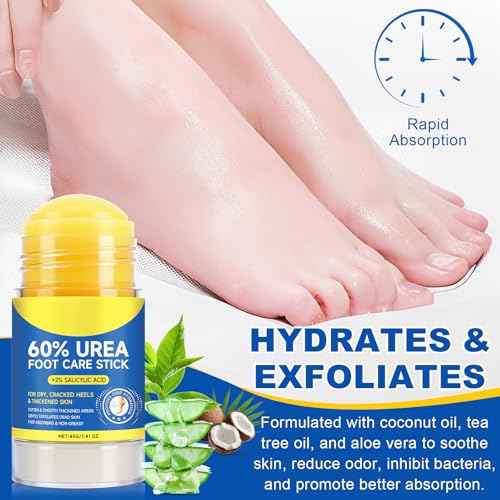60% Urea Foot Cream Stick with 2% Salicylic Acid,Foot Care Cream Moisturizer for Dry Cracked Feet, Knees, Elbows, Hands,Moisturizes and Hydrates the Dry Skin,Callus Remover&Soften Dead Skin (2)