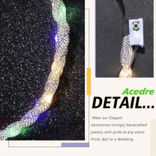 ACEDRE Light Up Rhinestone Headband LED Rave Headpiece Glow Silver Crystal for Women