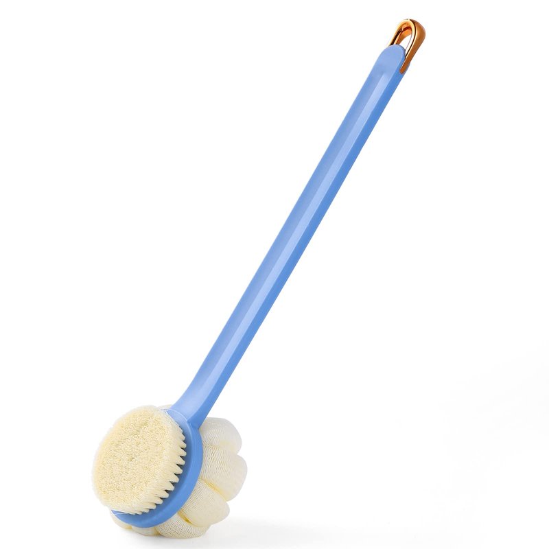 Shower Body Brush,Soft Bristles and Beautiful Pumpkin Loofah 14” Long Handle Back Scrubber Bath Mesh Sponge for Skin Exfoliating Bath,Massage Bristles Suitable for Wet or Dry,Men and Women (Blue)
