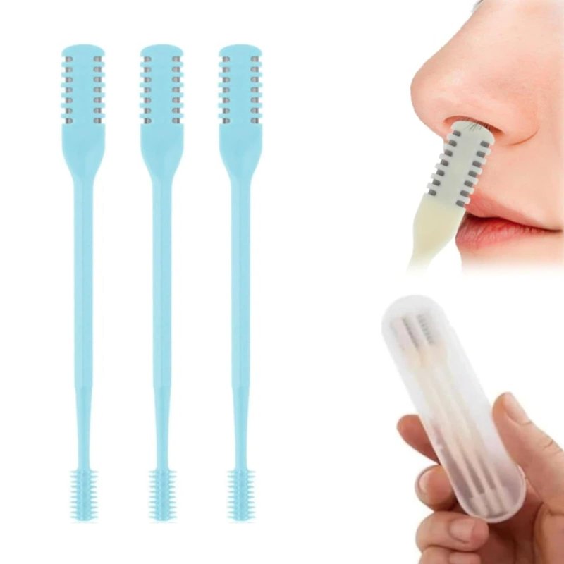 Mqacpu Upgraded Nasal Hair Cutter for Women Men, 2026 Travel Portable Manual Double Sided Nose Hair Cutter, 2 in 1 Nose Hair Remover 360° Rotating Nasal Grooming Tool (Blue, 3pcs)