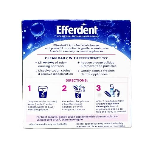 Efferdent Denture Cleanser Tablets, Complete Clean, Cleanser for Retainer and Dental Appliances, 44 Count, (Pack of 6)