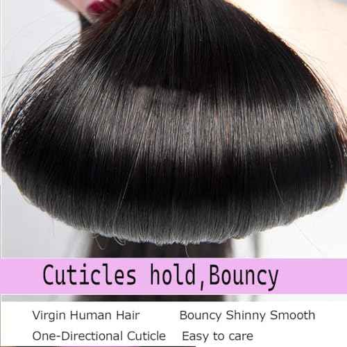 12A Straight Bundles Human Hair 20 22 24 Inches, 100% Unprocessed Brazilian Virgin Straight Human Hair Bundles for Women, Sew In Quick Weave 3 Silky Bundles Human Hair, 300g/Pack Natural Black Color