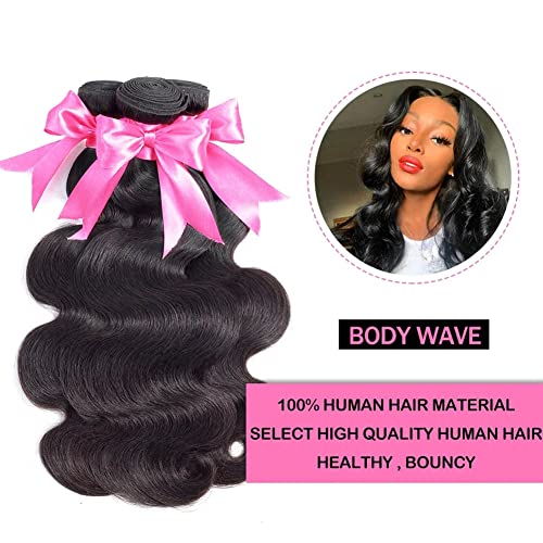 ISEE Hair 8A Unprocessed Brazilian Virgin Body Wave Human Hair One Bundles 100% Unprocessed Human Hair Extensions Natural Black (28'')