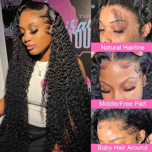26 Inch Deep Wave Lace Front Wigs Human Hair 200% Density 13x6 HD Lace Frontal Wigs Pre Plucked Glueless Wigs 100% Real Human Hair No Synthetic Blend No Tangle No Shedding Triple Lifespan 3X
