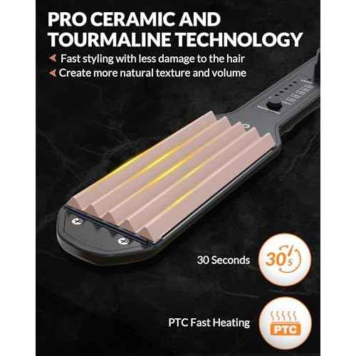 Hair Crimper for Volumizing Fluffy Hairstyle, Crimper Hair Iron with Ceramic Plates, Crimping Iron Tool for Women Girls Hair Waver Dual Voltage, Auto Off