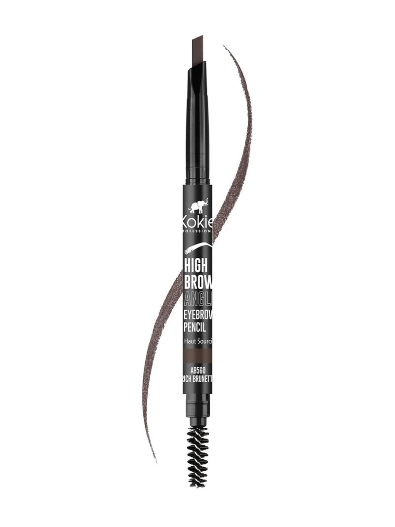 Kokie Cosmetics Eyebrow Pencil - High Brow Angled Design for Precision | Rich Brunette, 0.012 Ounce