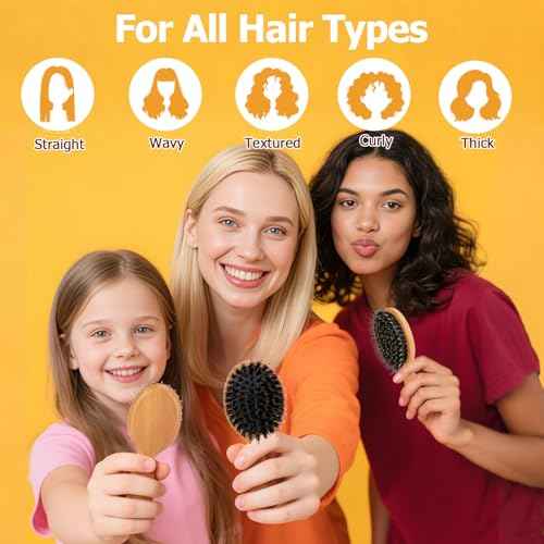 Travel Hair Brush, Mini Boar Bristle Hair Brush for Women Gift- Small Portable Compact HairBrush for Girls Kids Women Best Gift, Travel Size for Purse, Vacation, Business Trips & Outings