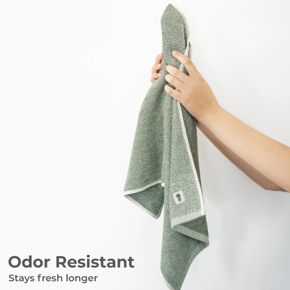 Cariloha Bamboo Viscose Hand Towels – 16x30 Plush Quick Dry Towels – Turkish Cotton & Bamboo Viscose Blend – Luxury Hotel Hand Towel – Odor Resistant – Oasis Green