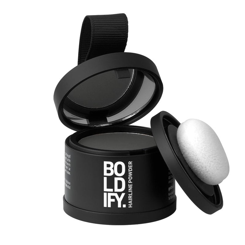 BOLDIFY Hairline Powder - Water-Resistant Root Touch-Up for Gray Coverage | 24-Hour Stain-Proof, Mess-Free - Dark Gray