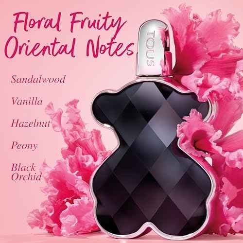 TOUS Love Me The Onyx Parfum for Women. Floral, Fruity, Oriental Long-Lasting Perfume with Notes of Black Orchid, Vanilla, Peony and Sandalwood. Elegant Fragrance for Daily Wear, 3 Fl Oz