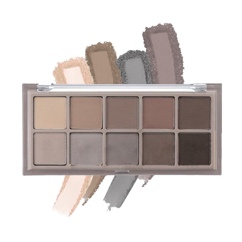 Aaiffey 10 Colors Eyeshadow Palette,Highly Pigmented Matte Eyeshadow Cement Color Eye shadow Shades Waterproof Cool-tone Eye Makeup Palette Velvety Texture Neutral Eyeshadow,04#