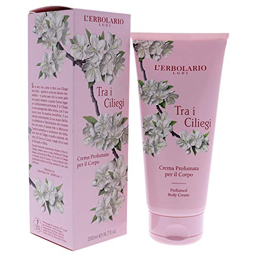 L'Erbolario Perfumed Body Cream - Moisturizing Body Butter with Cherry Extract - Softening Skin Care with Vitamin-Rich Oils - Tra i Ciliegi - 6.7 oz