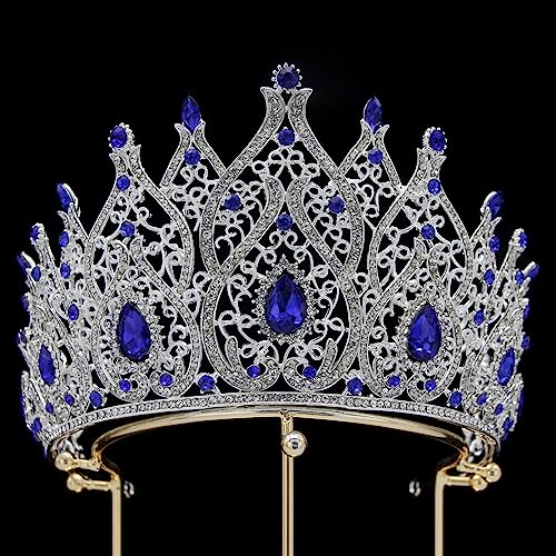 Crystal Queen Crown for Women Tall Wedding Crown for Bride Birthday Prom Princess Quince Tiara for Girls Pageant Crown Large Bridal Headpiece