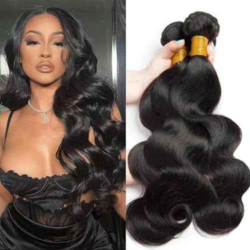 12A Human Hair Bundles 18 18 18 Inch Body Wave 100% Unprocessed Hair 3 Bundles Deals Extensions Quick Weave Human Hair Natural Black Color