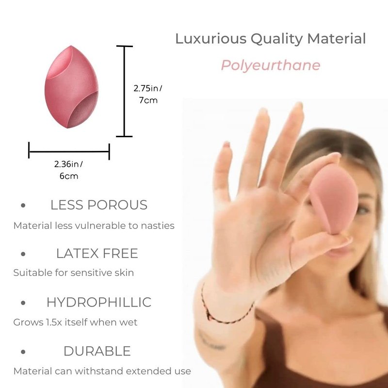 Rose Pink Makeup Sponge Set - 6 Dual-Angled Beauty Sponges for Flawless Blending | Hypoallergenic & Latex-Free