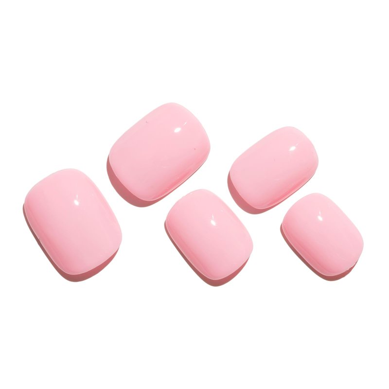 GLAMERMAID Extra Short Press on Nails, Solid Pink Fake Nails Short Squoval, Coral Pink Natural Square Glue on Nails, Light Pink Acrylic False Nails, Reusable Opaque Glossy Round Fake Nails for Women