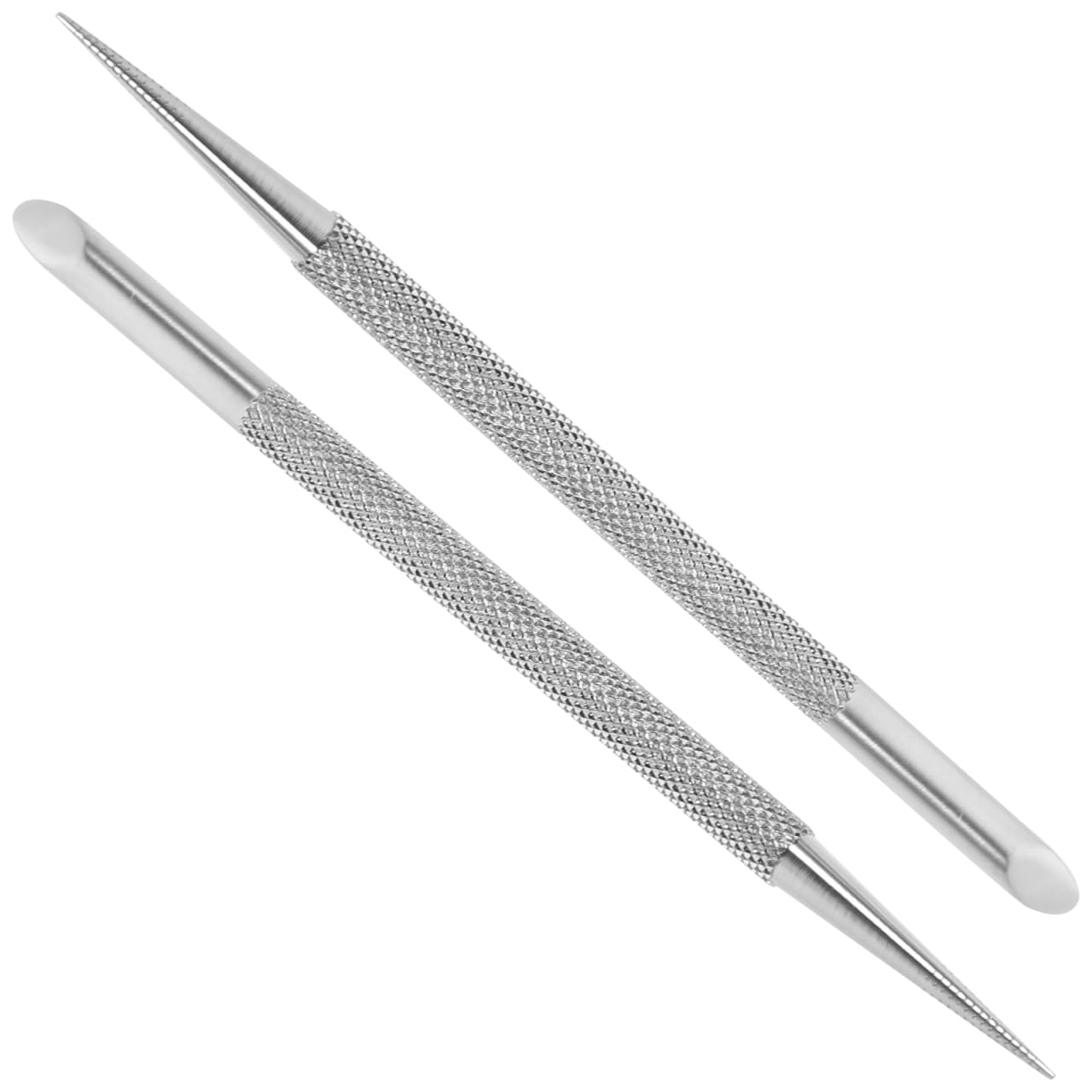 TOVINANNA Cuticle Pusher Tool 2Pcs Stainless Steel Nail Polish Remover Manicure Tool with Ergonomic Non-Slip Handle for Precise Nail Cuticle Care, 4.76 Inch