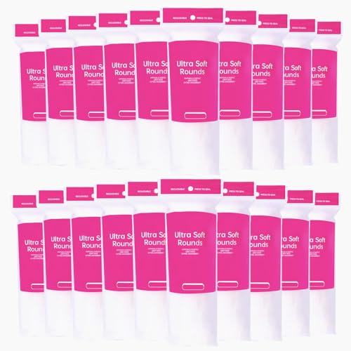 2000 PCS Ultra Soft Cotton Rounds, White, Double-Layered, Hypoallergenic, Lint-Free, 20 Pack with 100 Count Each, Premium Facial Cleansing Pads for Makeup Removal