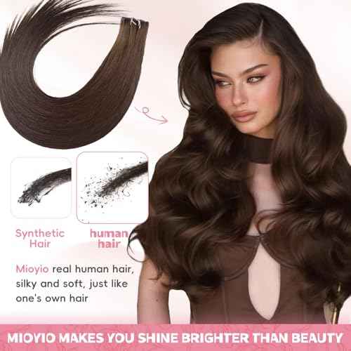 Invisible Tape in Hair Extensions Human hair 100% Remy Human Hair 2#-Darke Brown Natural Hair Extensions 16inch 20PCS/50G/Pack Invisible Tape in Extensions Straight