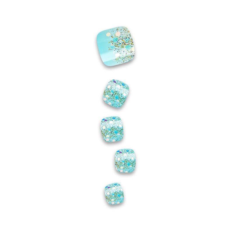 KISS imPRESS Press-On Nails - Last Flowers Design, Medium Blue, Short Squoval | 24 Nails & Accessories Included