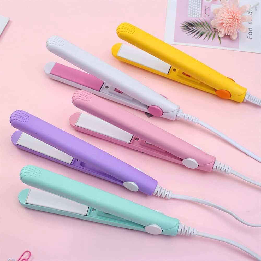 YSSZAM 2024 New Purple Mini Curler and Straightener - 2-in-1 Ceramic Curling Iron for Short, Fine Hair, 1/2 Inch Barrel