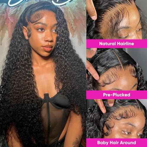 30 Inch Deep Wave Lace Front Wigs Human Hair 210 Density 13x6 HD Lace Front Wigs Pre Plucked Brazilian Curly Human Hair Wig Glueless Frontal Wigs For Black Women