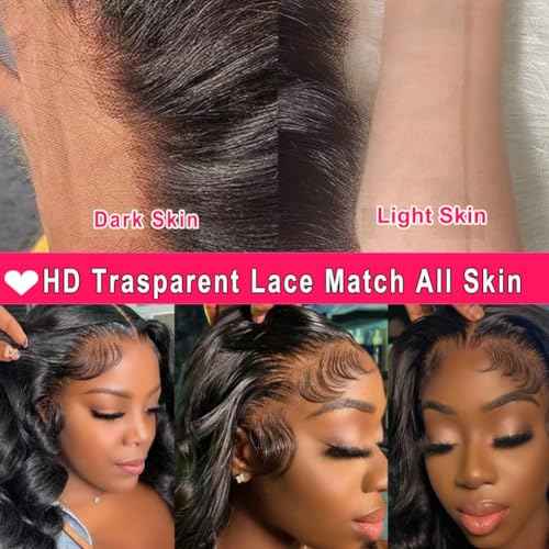 20 Inch Lace Front Wigs Human Hair Body Wave 13x6 HD Lace Frontal Wig Pre Plucked Bleached Knots With Baby Hair 180 Density Brazilian Human Hair Wigs for Black Women