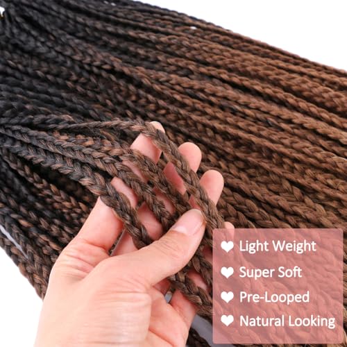 8 Packs Goddess Crochet Box Braids Pre looped Box Braids Crochet Hair for Black Women 24 Inch Knotless Ombre Honey Blonde Senegalese Twist End Box Braided Crochet Braiding Hair Extensions(T1B/4/27#)