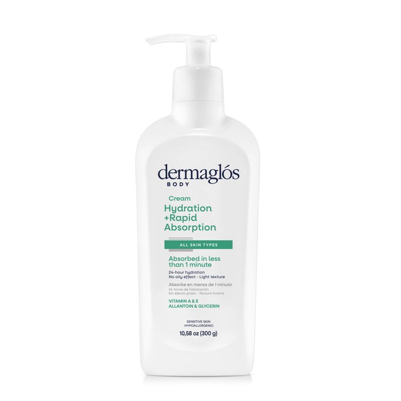 Dermaglos Moisturizing Body Cream | Hydration + Rapid Absorption, 24Hour Duration | Daily moisturizer For all Skin Types Even Sensitive | With Vitamin A, Vitamin E, Allantoin, Glycerin | 10.58 Oz