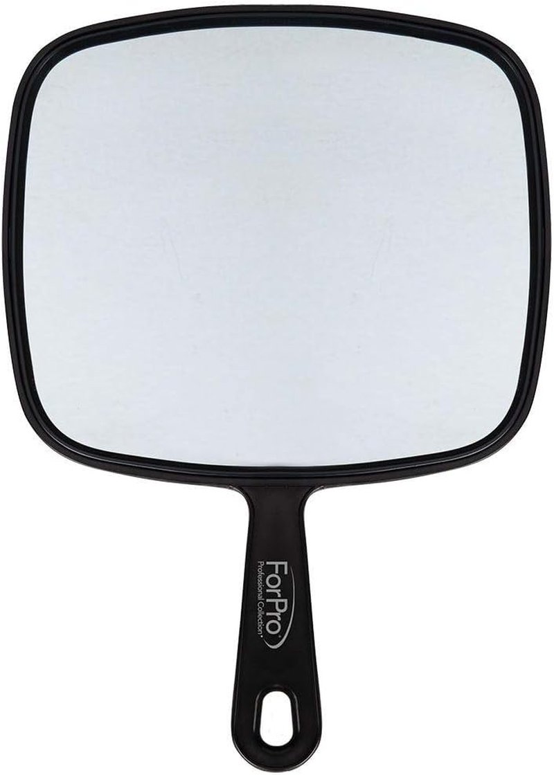 ForPro Professional Collection Extra Large Hand Mirror - Distortion-Free Reflection, 9" W x 12" L, Black