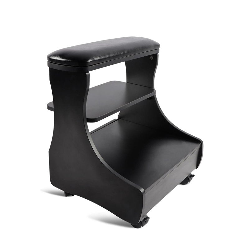 Kalolary Pedicure Foot Rest, Manicure Foot Rest with Wheels PU Leather Home Beauty Footrest Pedicure Foot Stool Stand for Home Salon Use(Black)