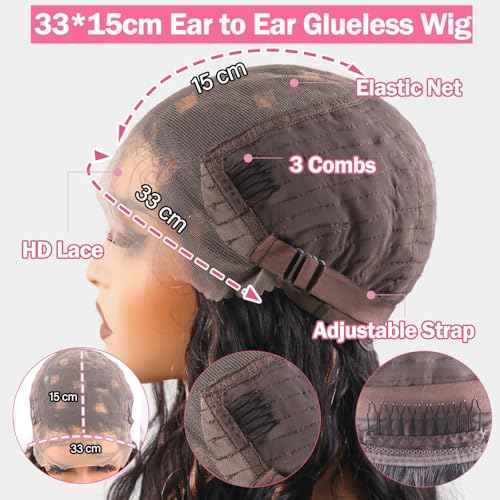 13x6 Lace Front Wigs Human Hair Balayage Highlight Ombre Body Wave Lace Front Wigs Human Hair Pre Plucked 180% Density HD Lace Glueless Wigs for Black Women 22 Inch FS1B/30