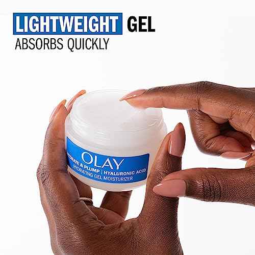 Olay Hylauronic Acid Face Mousturizer, Plump & Hydrate, Fragrance-Free - Hydrating Gel for Dry Skin Retain & Replenish Moisture, with Niacinamide, Non-Greasy, 2 Oz