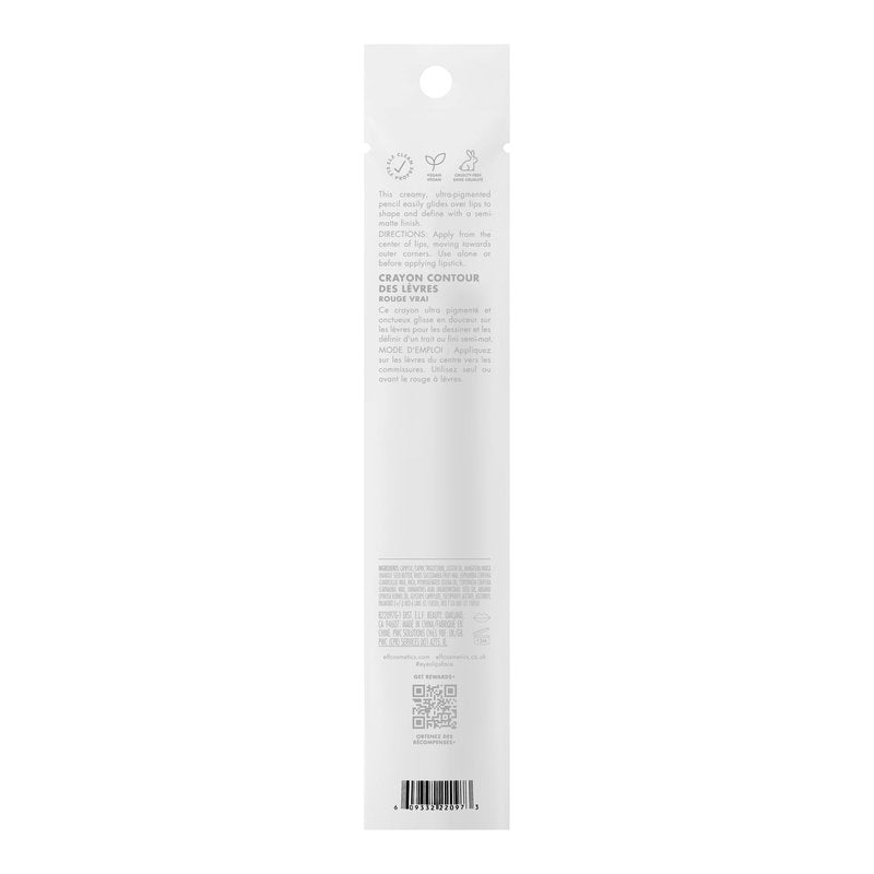 e.l.f. Cream Glide Lip Liner, Highly-Pigmented Pencil For Shaping & Sculpting Lips, Semi-Matte Finish, Vegan & Cruelty-Free, Red Receipt