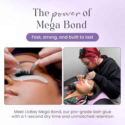 LivBay Mega Bond Lash Glue, Professional Eyelash Extension Glue, Fast Drying Banana-Scented Adhesive, Extra Strong Oil-Resistant Lash Bond with Long Retention, Black Formula, 10mL